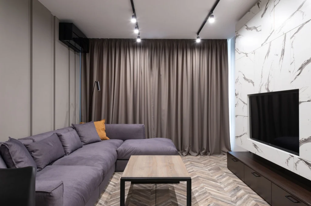 Modern Dubai apartment living room with clean air conditioning