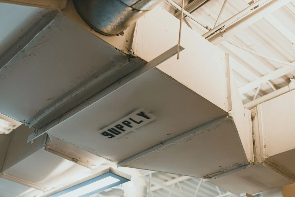 Commercial HVAC supply air duct in a Dubai building