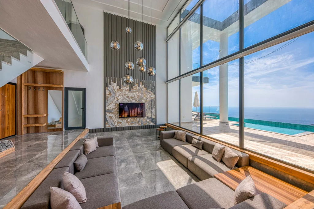 Spacious villa interior with central ducted air conditioning
